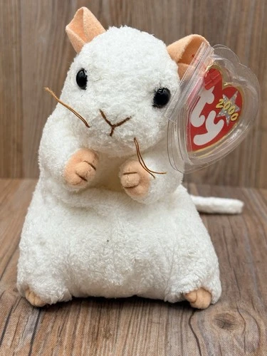 Vintage TY Beanie Babies 2000 White Mouse Plush - Cheezer Retro Toys w/ Tag