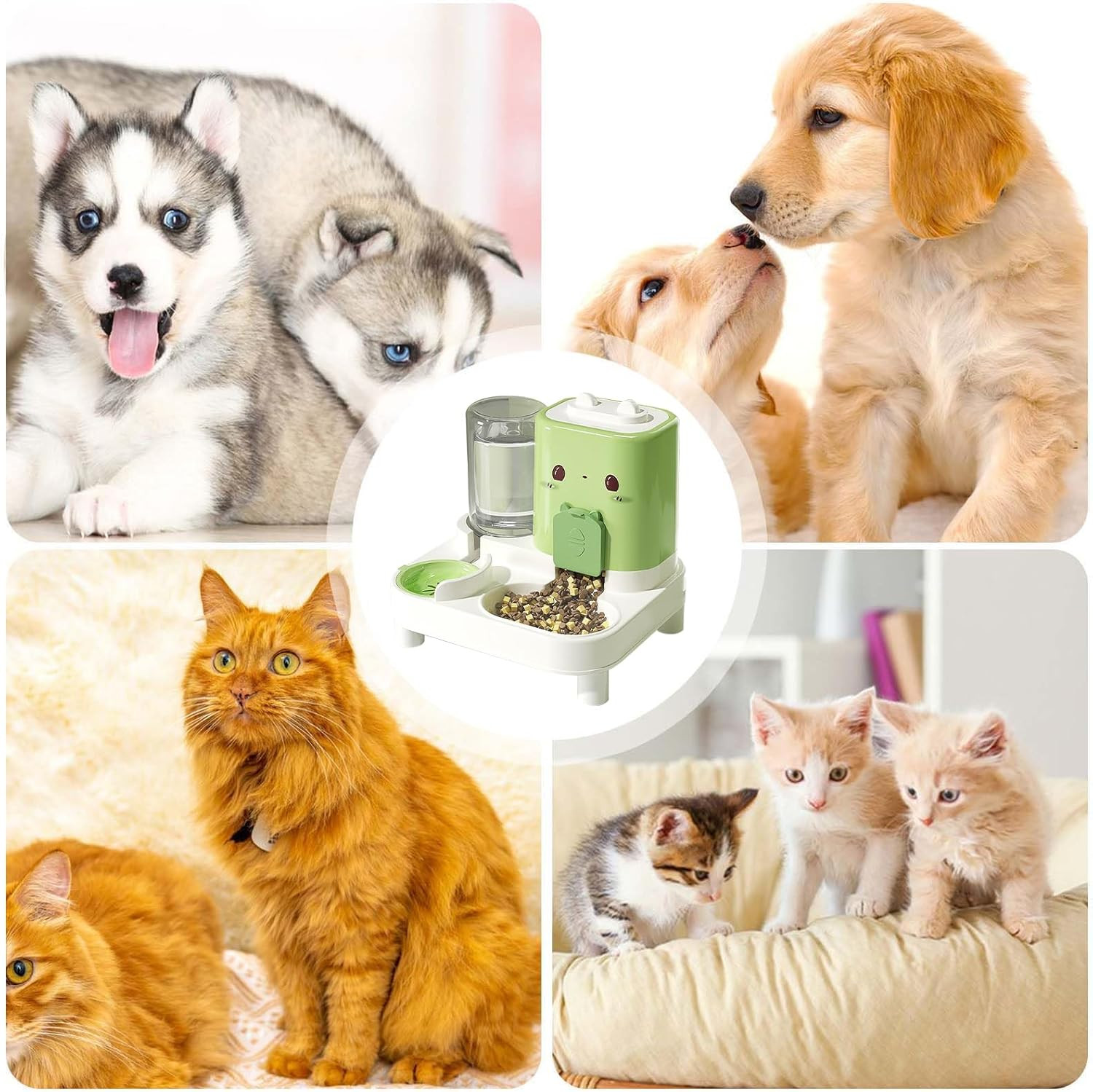 Set 2 in 1 Distributore Automatico Cibo e Acqua Gatti e Cani a Gravità - 3