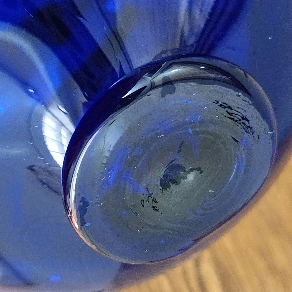 Vintage Cobalt Blue Hand-Blown Glass Fishing Float Orb Buoy Ball Globe 8" D - Image 4 of 4