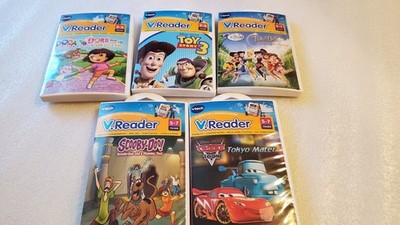 Vtech V Reader Lot of 5 Game Cartridge Toy Story Dora Scooby Doo Tink Cars Mater