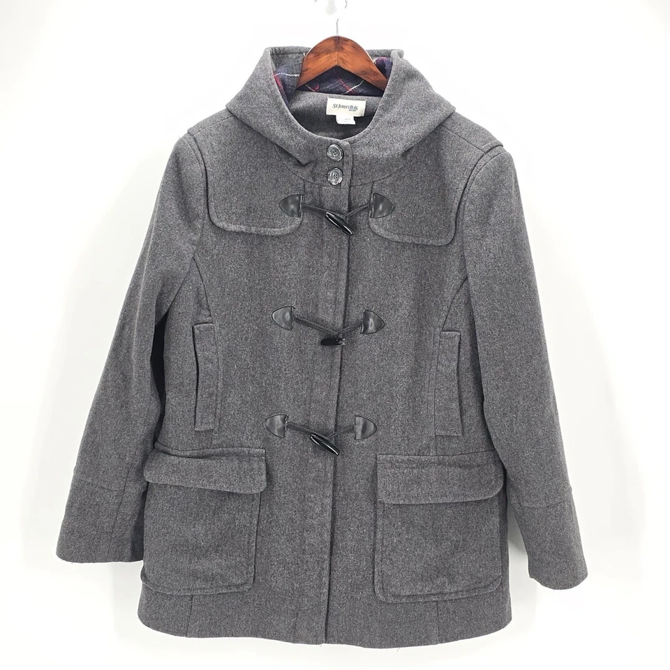 Abrigo de mujer St Johns Bay de lana camel cachemir con botones y cremallera con capucha Guisante XL Foto 2 de 4