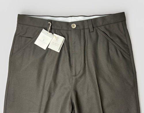 BRUNELLO CUCINELLI Leisure Fit Sage Green Soft Virgin Wool Trousers RRP: £795.00 - Picture 3 of 14