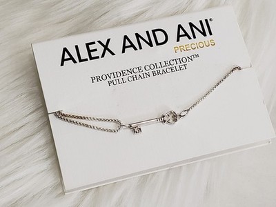 NEW Alex and Ani .925 STERLING SKELETON KEY adjustable bracelet PULL CHAIN