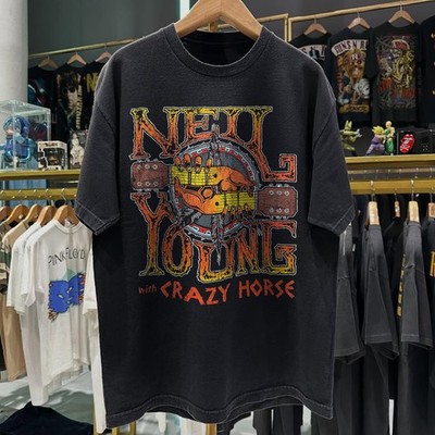 1997 Neil Young With Crazyhorse Tour Washed T-Shirt Black L | eBay