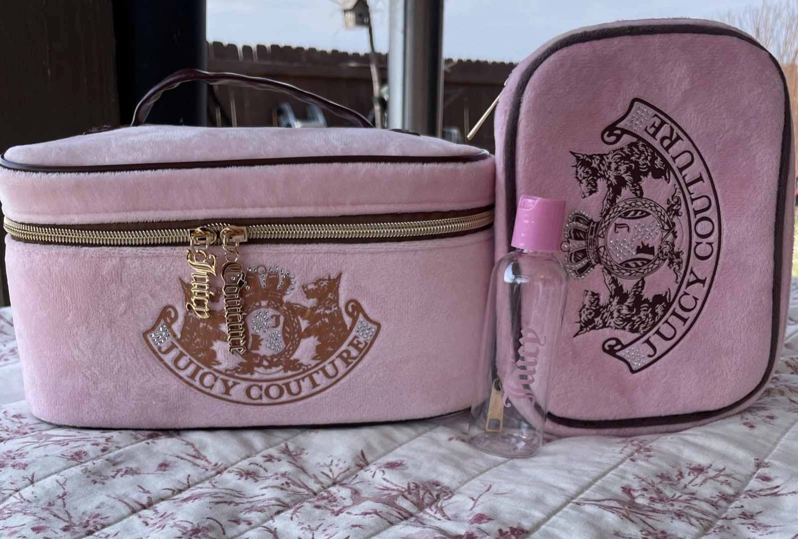 Juicy Couture Travel Vanity Case And Makeup Case Pouch Pink Velvet