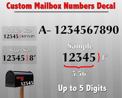 2 pack Custom Mailbox Numbers Vinyl Die-Cut Decal Choose: Font, Color and Size
