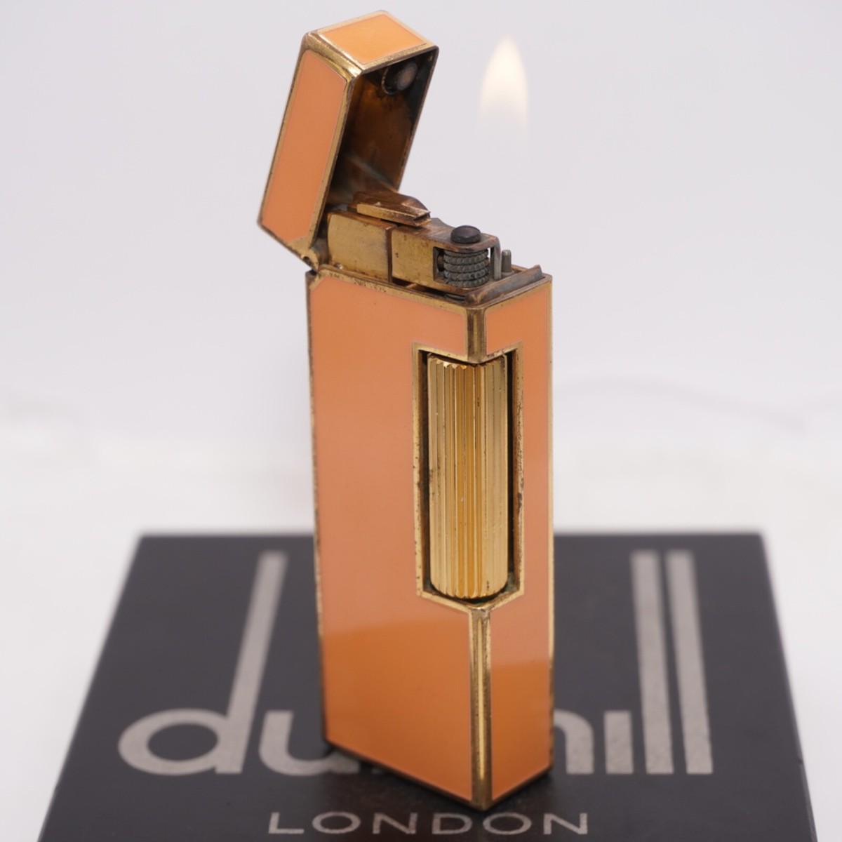 Rare Dunhill Vintage Rollagas Lighter Gold/Orange Ultrasonically 