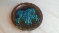 Ancers Plate Argentina florescent shining embossed blue horses mom and baby C8