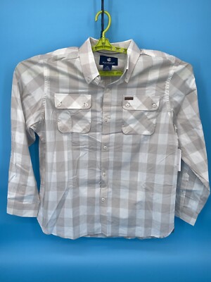 NWT Rocawear Button Shirt Mens 2Xl Beige Down Long Sleeve Plaid Pockets Oxford