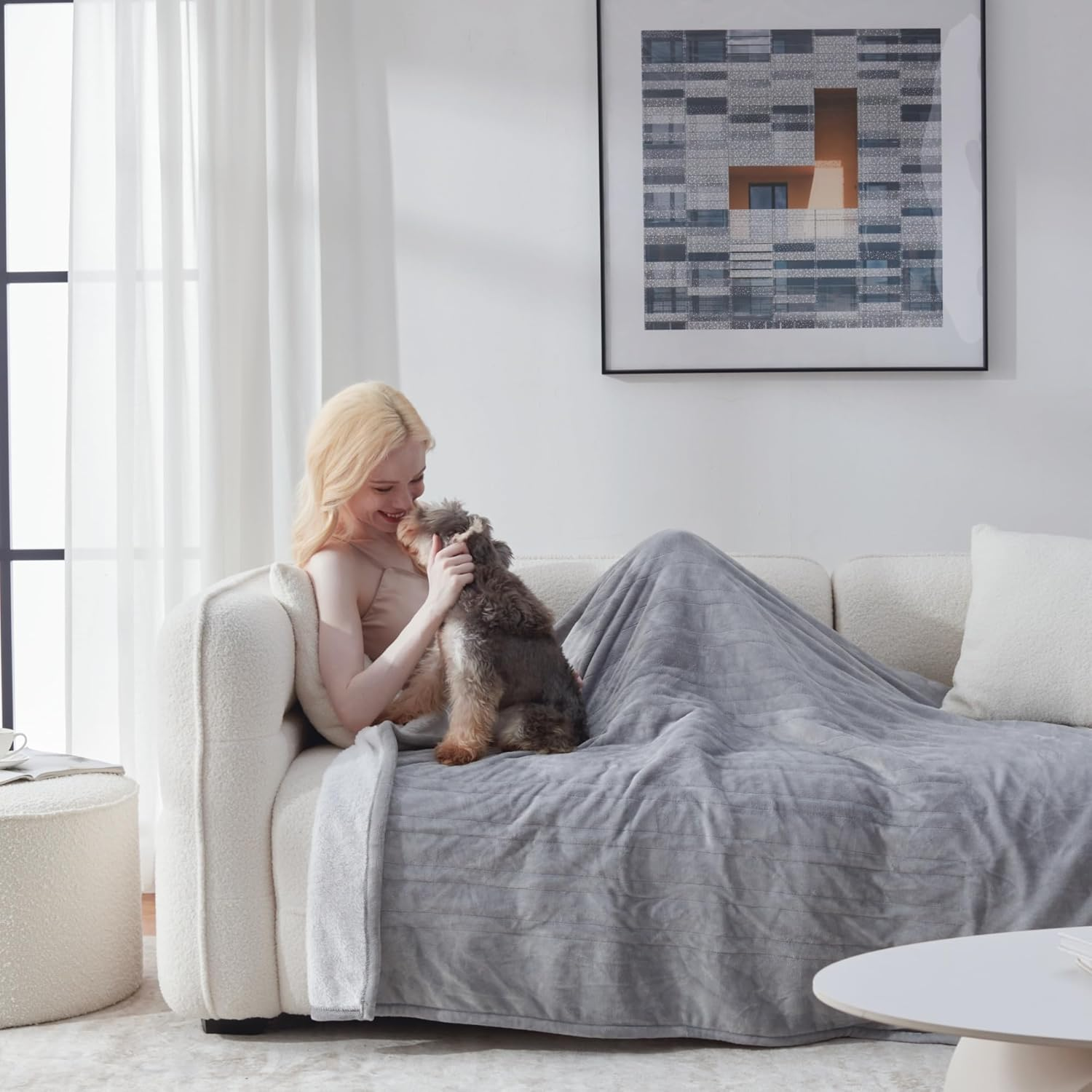 Electric Heated Twin Blanket Soft Thick Flannel Sherpa Plush