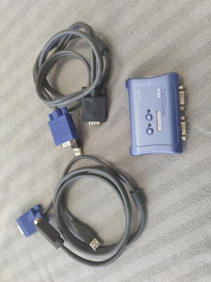 TRENDnet 2-Port USB KVM TK-207K with VGA and USB connections, auto-scan