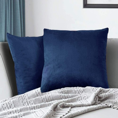 2 Pack Velvet Throw Pillow Covers 18x18 Inches, Dark Blue Throw Pillow