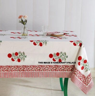 Coton Bloc Imprimé Coquelicot Fleur Nappe Rectangle, Carré, 4,6, 8,10, 12 Place - Photo 1/4