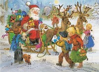 Nostalgischer A4 Adventskalender Weihnachtsmann Mit Rentier-Schlitten