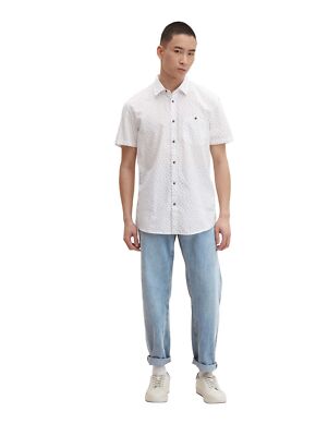 Tom Tailor Denim Herren  Hemd FITTED STRUCTUR Weiss XS S M L XL XXL