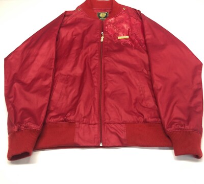 Live Mechanics Bomber Jacket Well Established Sz Large Red Full Zip Long sleeve