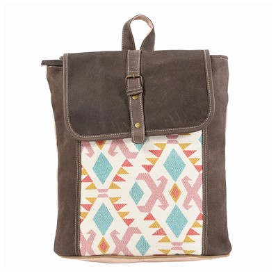 KB OHLAY KB190 Backpack Upcycled Canvas Genuine Leather women bag western