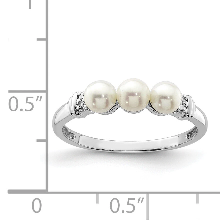 Silver Rhodium Plated Diamond and FW Cultured Pearl Ring QR4619 - Image 4 of 4