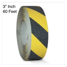 Black/Yellow Safety Tape 3" x 60' Roll Anti Slip Sticker Grip Grit Safe Non Skid