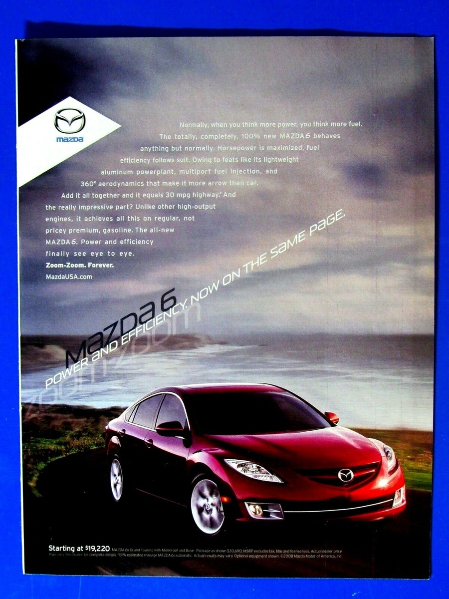 2009 Mazda 6 Power And Efficiency Original Magazine Print Ad 8.5 x