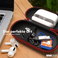 Kopfhörer Tasche Case Schutzhülle Aufbewahrungstasche Netzfach Oval Rot – Bild 3