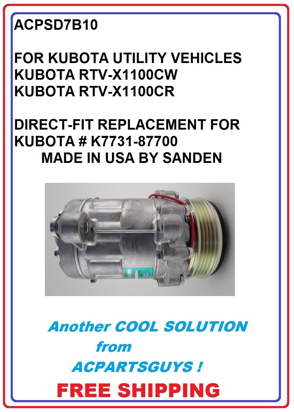 Replacement Cabin Air Cleaner Filter For Kubota RTV-X1100CR & RTV-X1100CW UTV - Part #K7731-87050 10 thumbnail image