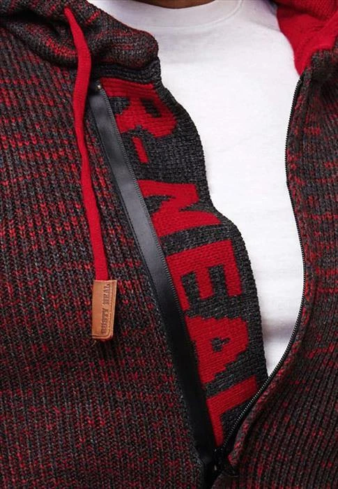 Rusty Neal Herren Strickpullover Kapuzensweatshirt Rot - Bild 4 von 4