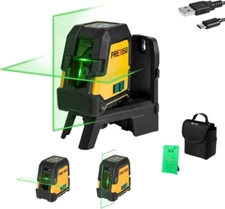 PREXISO Laser Level Self Leveling - 100Ft Rechargeable Cross Line Green Beam