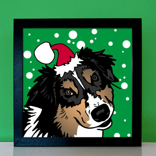 Australian Shepherd Weihnachtsbild Weihnachtsgeschenk Nikolaus Nikolausgeschenk