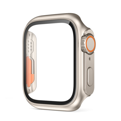 For Apple Watch 40/41/44/45mm Change To 49mm Cover With Crown PC Protective Case