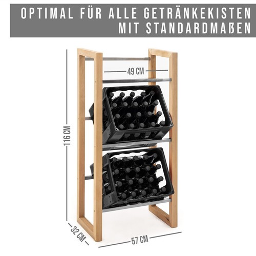 AE GÜNTHER®️ Getränkekistenregal Kistenregal Holz Getränkekistenhalter 3 Kisten - Bild 5 von 6
