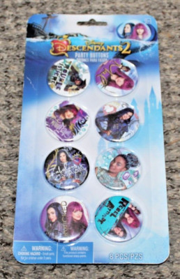 Disney Decendants 2 Party Buttons 8 Pieces Birthday Amscan Designware
