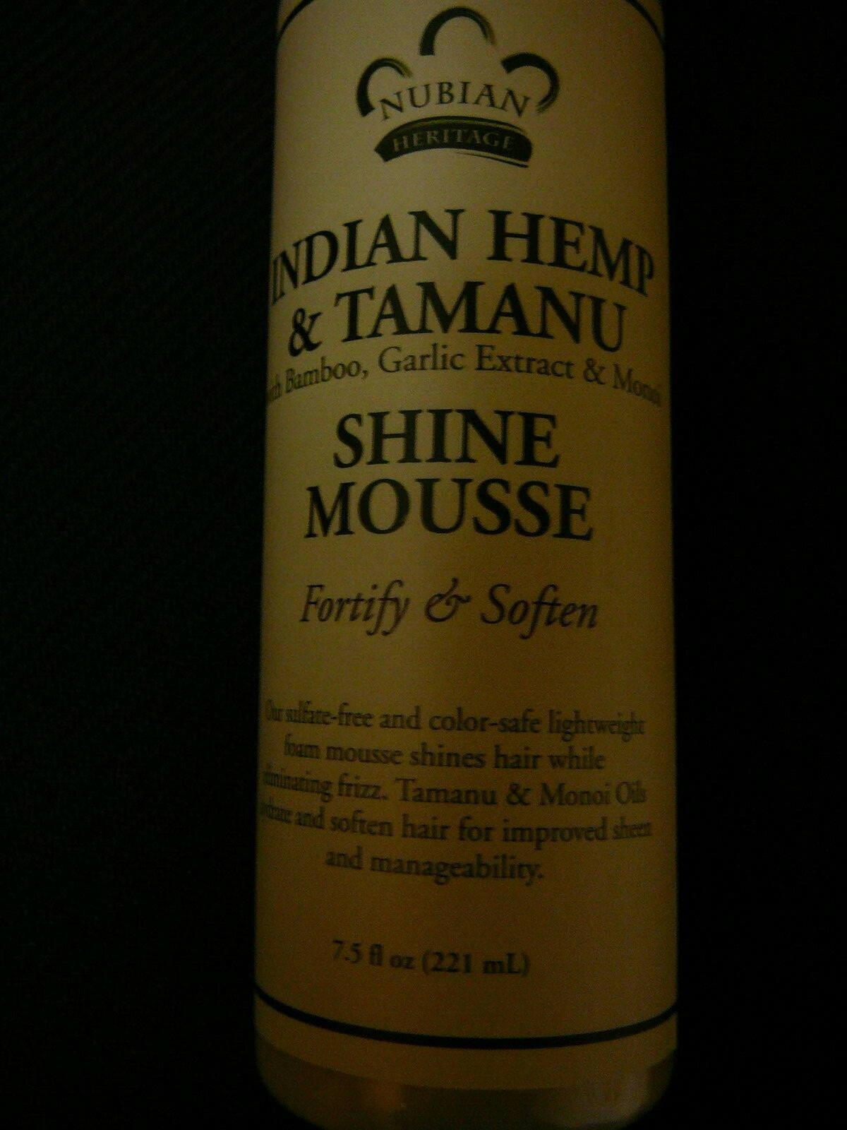 Nubian Heritage Indian Hemp & Tamanu Shine Mousse, 7.5 oz. bottle