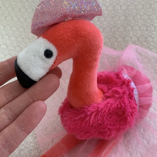 Small Hot Pink Plush Flamingo Glitter Sassy Tropical Bird Tutu Wishpets Felicia - Picture 4 of 13