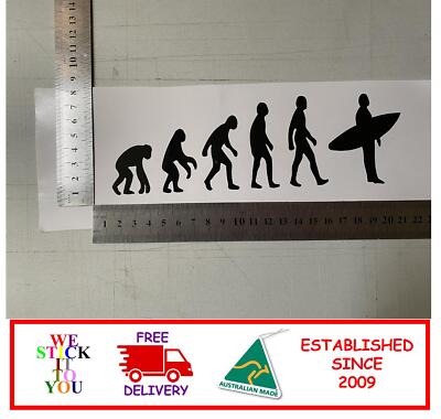 EVOLUTION SURFER BUMPER STICKER, VINYL DECAL, BACK WINDOW STICKER ...
