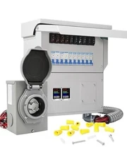 Upgraded 30A 10 Circuit Transfer Switch with 2 Digital Display Energy Meter