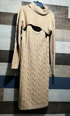 And Now This Women's Ribbed Knit Bodycon Dress & Shrug Tan/Brown Size XL  msrp$59 | eBay
