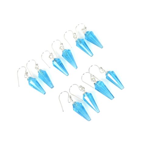 Wholesale 925 5PR Solid Sterling Silver Cut Blue Quartz Hook Earring M518 - Foto 1 di 4