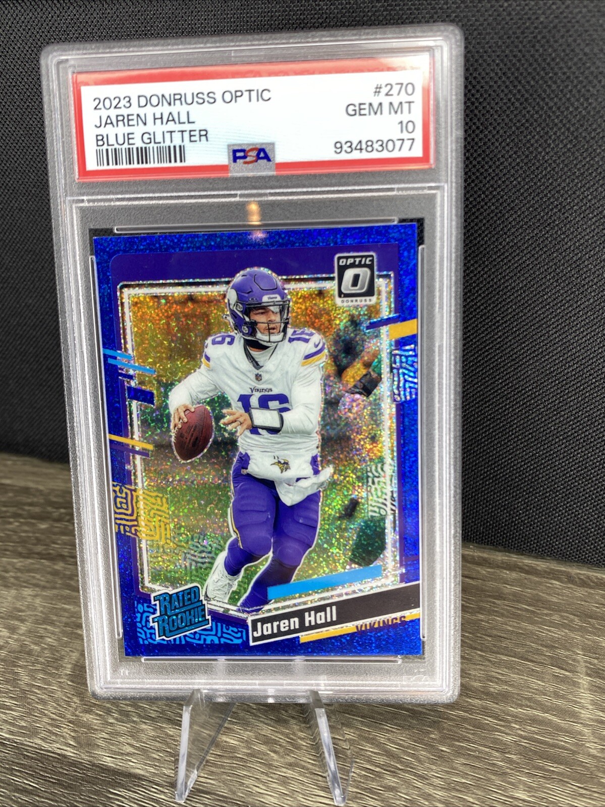 2023 Donruss Optic Jaren Hall Rated Rookie Blue Glitter SSP #270 Vikings Pop 7