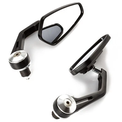 A-PRO SRL Specchietti 22mm Manubrio Moto Retrovisori Metallo Universali Ovali Argento