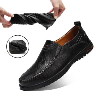 Genuine Leather Men's Slip on Casual Shoes Formal Loafers Handmade Driving Shoes