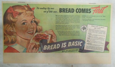 World War 2 Bread Is Basic Ad: Bread Comes First ! 1940's Size: 7.5 x ...