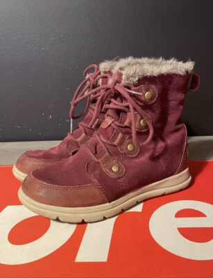 Sorel Explorer Joan Boot Rich Wine Ancient Fossil Womans Size