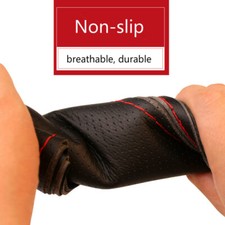 DIY Car Truck Faux Leather Steering Wheel Cover Needle Thread Stitch Wrap Crafts