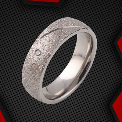 Funkelnder Titanring 0,35 kt CZ Diamant Sand-Finish 18 kt Weißgold über UK