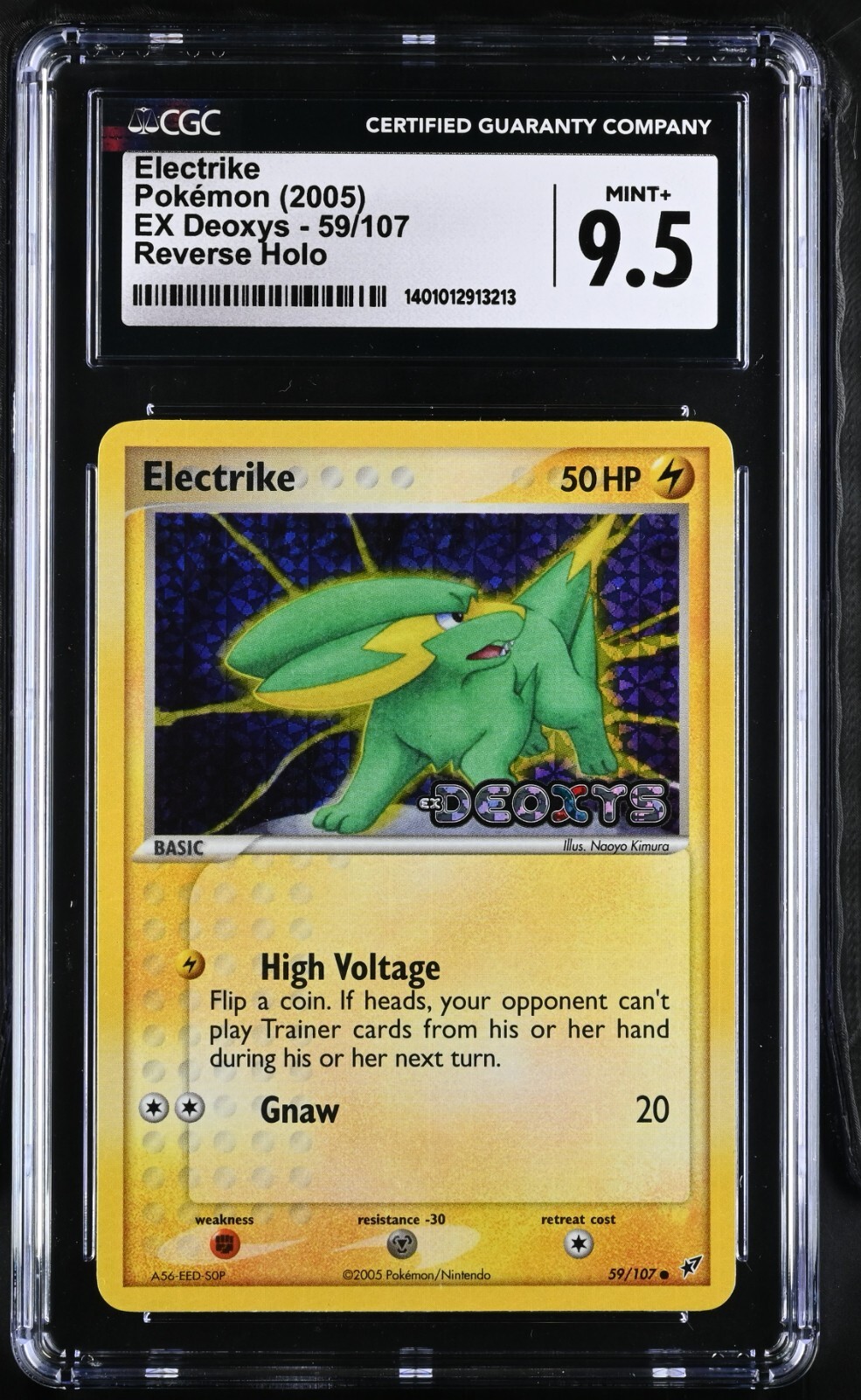 CGC Graded 9.5 Mint+ Electrike 59/107 EX Deoxys  Reverse Holo Pokemon Card