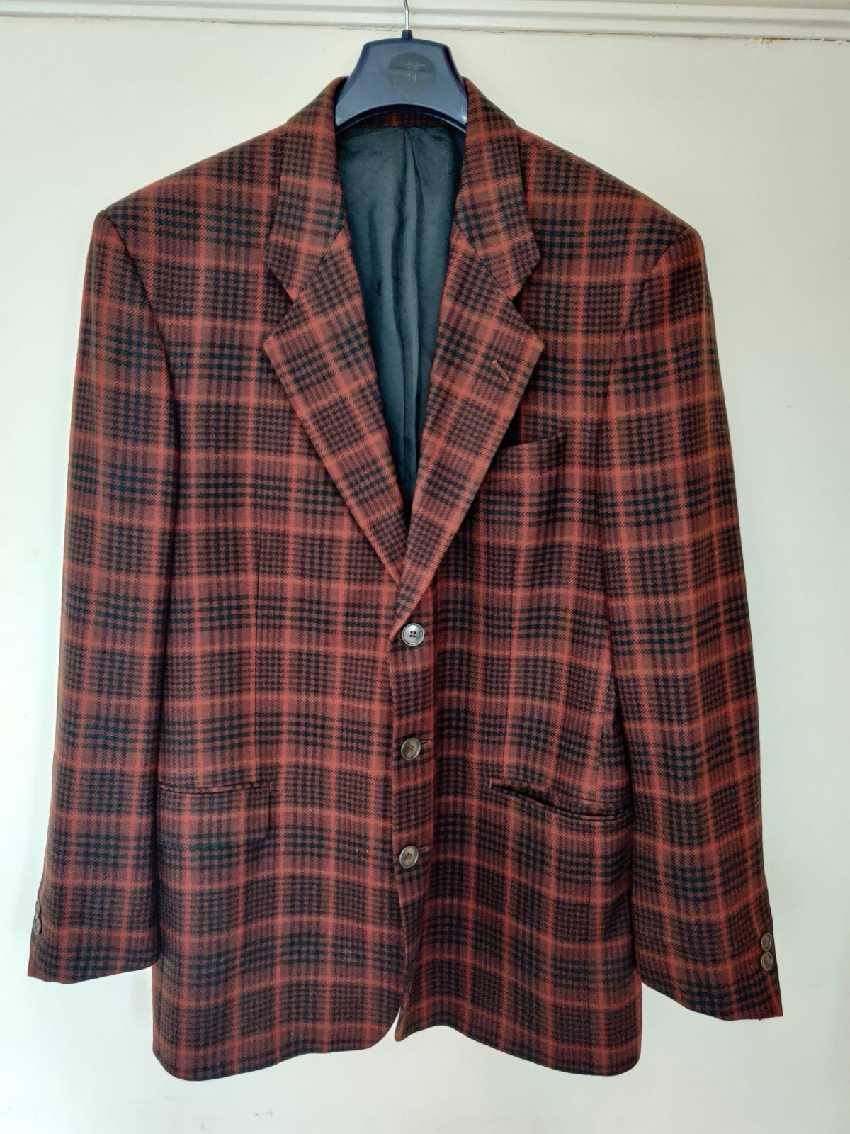 Giacca blazer YVES SAINT LAURENT bordeaux pura lana check uomo grande