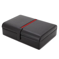 Valet Leather Brown Red Stripe For Watches Pens Eyeglasses Jewelry Case Gift