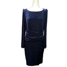 Lauren Ralph Lauren Velvet Dress 12 Blue Festive Cocktail Holidays Elegant Event