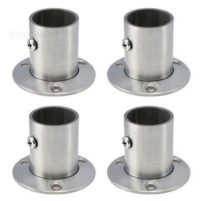 4PCS Closet Pole Socket, 1 Inch Stainless Silver (1 Inch), 25mm
